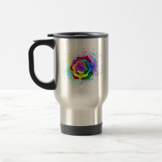Colorful Rainbow Rose Travel Mug