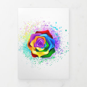 Colorful Rainbow Rose Tri-Fold Announcement