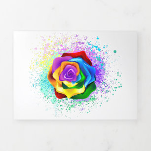 Colorful Rainbow Rose Tri-Fold Invitation