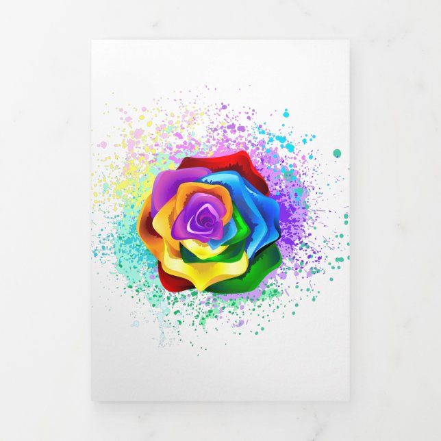 Colorful Rainbow Rose Tri-Fold Invitation (Cover)