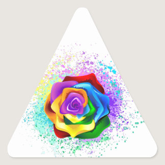 Colorful Rainbow Rose Triangle Sticker