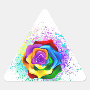 Colorful Rainbow Rose Triangle Sticker