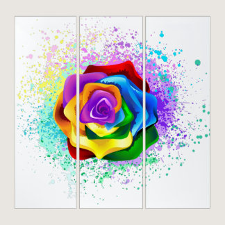 Colorful Rainbow Rose Triptych