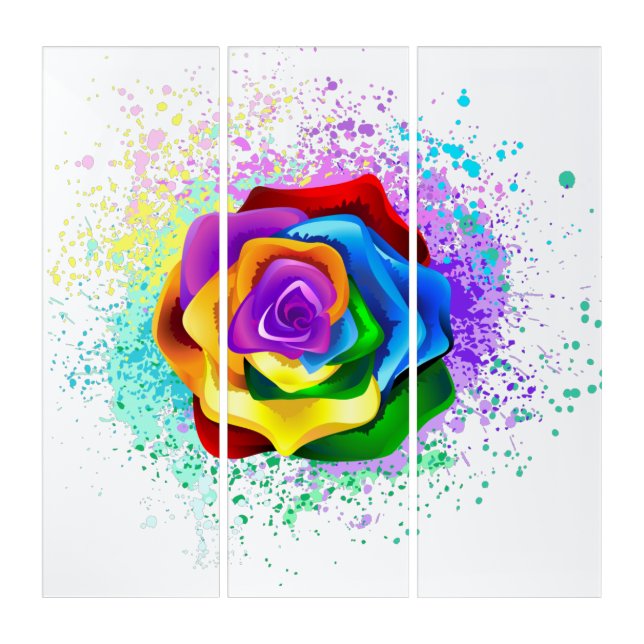 Colorful Rainbow Rose Triptych (Front)