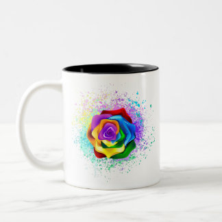 Colorful Rainbow Rose Two-Tone Coffee Mug