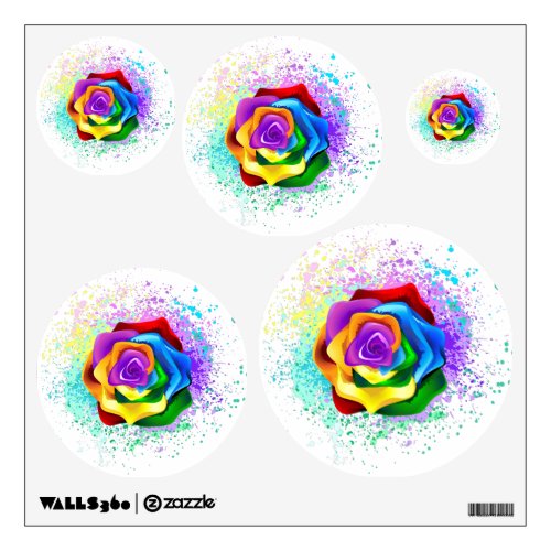 Colorful Rainbow Rose Wall Decal