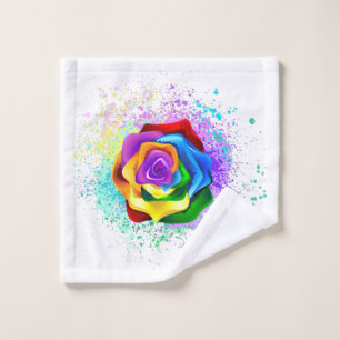 Colorful Rainbow Rose Wash Cloth