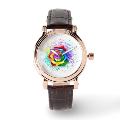 Colorful Rainbow Rose Watch
