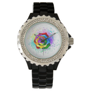 Colorful Rainbow Rose Watch