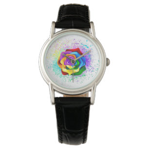 Colorful Rainbow Rose Watch