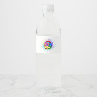 Colorful Rainbow Rose Water Bottle Label
