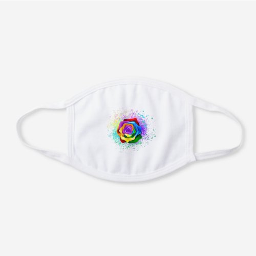 Colorful Rainbow Rose White Cotton Face Mask