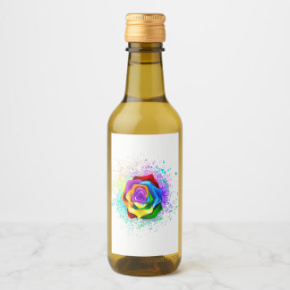 Colorful Rainbow Rose Wine Label