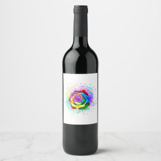 Colorful Rainbow Rose Wine Label