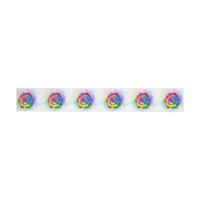 Colorful Rainbow Rose Wrap Around Address Label (Individual)