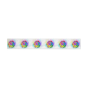 Colorful Rainbow Rose Wrap Around Label
