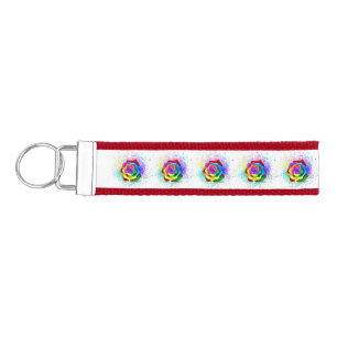 Colorful Rainbow Rose Wrist Keychain