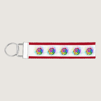 Colorful Rainbow Rose Wrist Keychain
