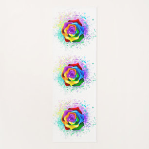 Colorful Rainbow Rose Yoga Mat
