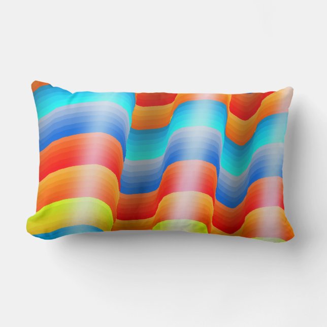 Colorful Rainbow Sarape Lumbar Pillow (Front)