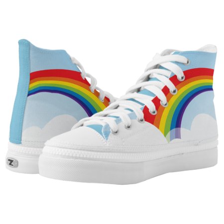Colorful Rainbow Scene Bright Cute Clouds Sky High-top Sneakers