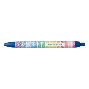 Colorful Rainbow Scribbles Striped Personalised Pen