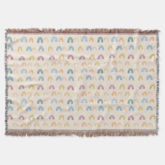 Colorful Rainbow Seamless Pattern Throw Blanket (Front)