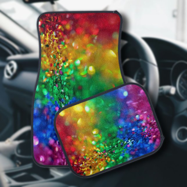Colorful Rainbow Sequins Sparkle Glam  Car Floor Mat (Creator Uploaded)