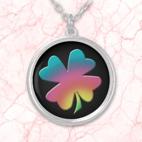 Colorful Rainbow Shamrock Necklace