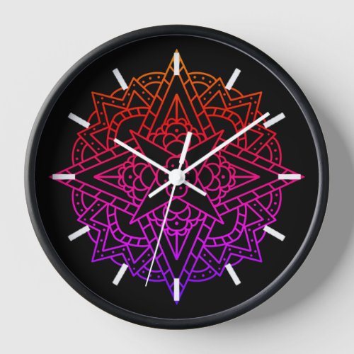 Colorful Rainbow Simple Mandala  Clock
