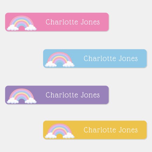 Colorful Rainbow Simple Waterproof Kids Name Labels