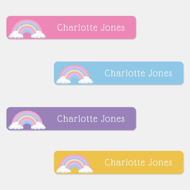 Colorful Rainbow Simple Waterproof Kids Name Labels (Group)