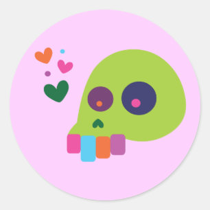 Colorful Rainbow Skull Classic Round Sticker
