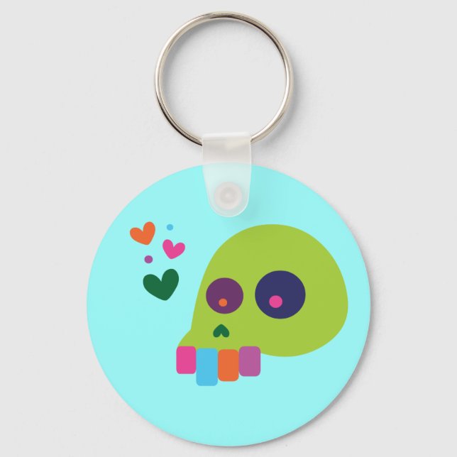 Colorful Rainbow Skull Keychain (Front)