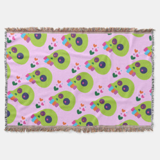 Colorful Rainbow Skull Throw Blanket