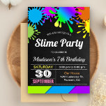 Colorful Rainbow Slime Birthday Party Invitation<br><div class="desc">Amaze your guests with this colorful birthday party invitation featuring slime splatters and vibrant typography. Simply add your event details on this easy-to-use template to make it a one-of-a-kind invitation.</div>