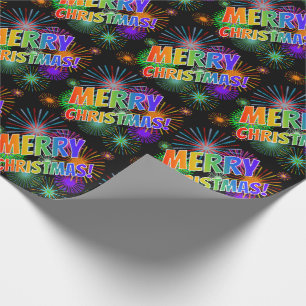 Colorful Rainbow Spectrum "MERRY CHRISTMAS!" Wrapping Paper