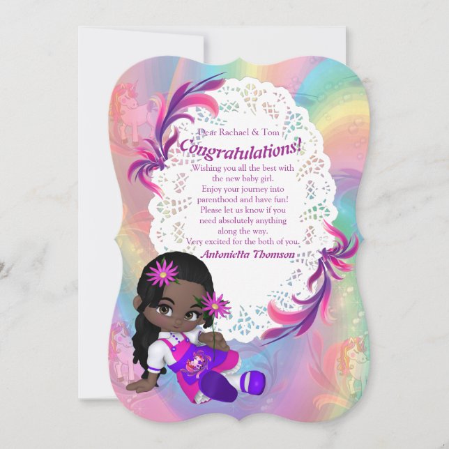 Colorful Rainbow Spirals Baby Shower Congrats card (Front)