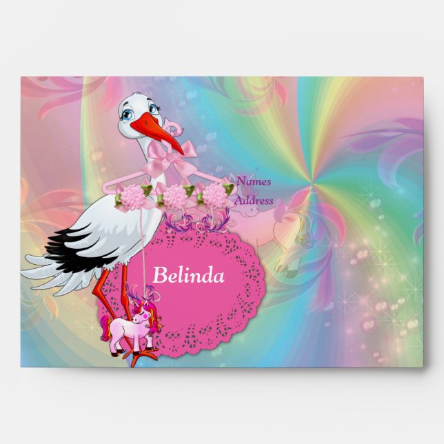 Colorful Rainbow Spirals Baby Shower Envelopes (Front)