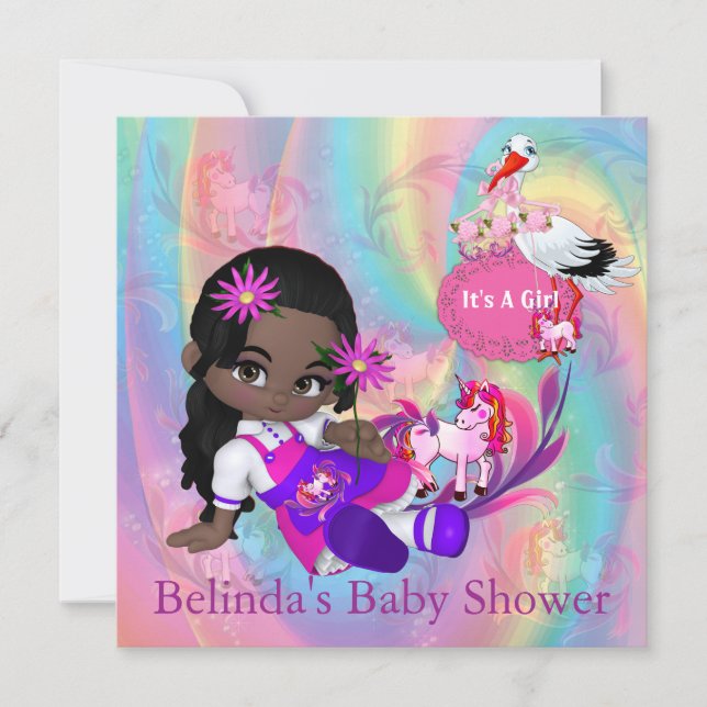 Colorful Rainbow Spirals Baby Shower Invitation (Front)