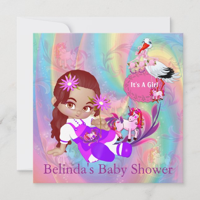 Colorful Rainbow Spirals Baby Shower Invitation (Front)