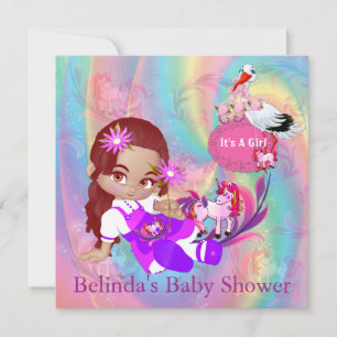 Colorful Rainbow Spirals Baby Shower Invitation