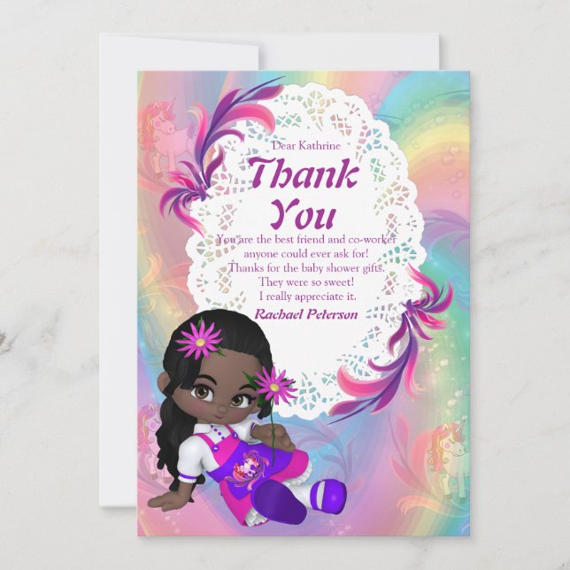 Colorful Rainbow Spirals Baby Shower Thank You Card (Front)