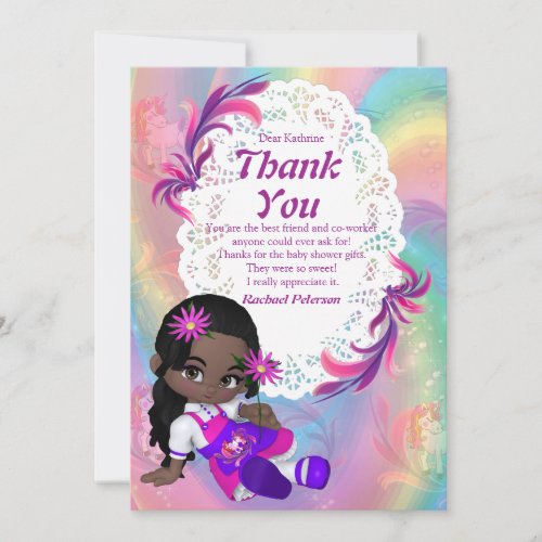 Colorful Rainbow Spirals Baby Shower Thank You Card