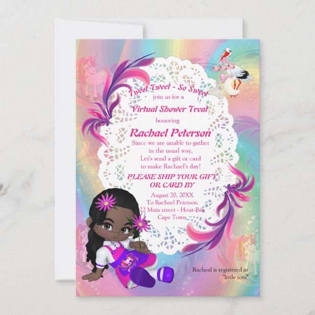Colorful Rainbow Spirals Baby Virtual Thank You Card (Front)