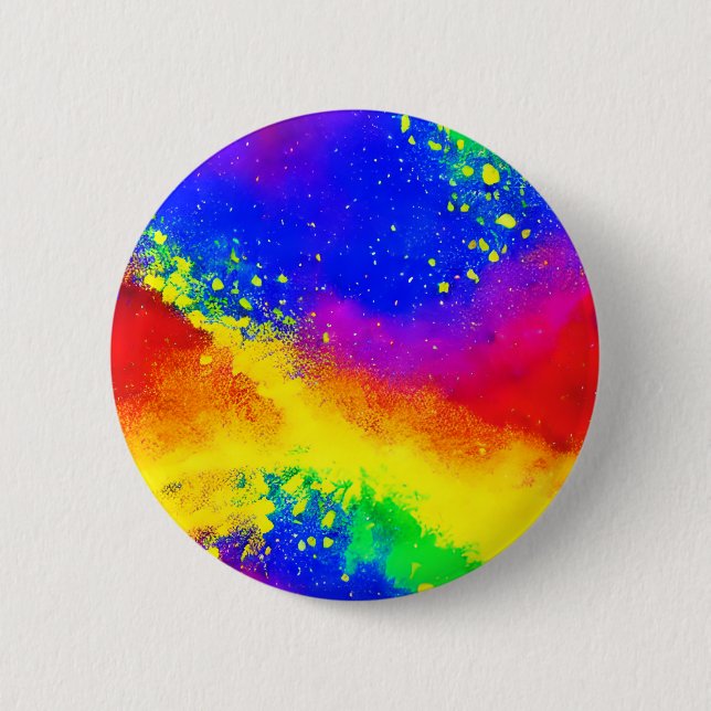 Colorful Rainbow Splattered Paint Pattern  Button (Front)