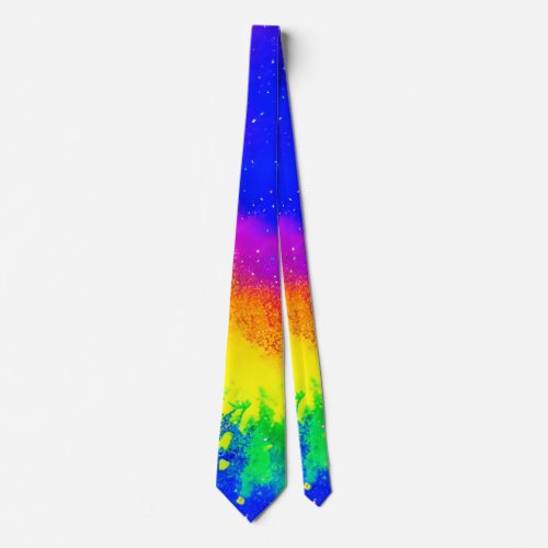 Colorful Rainbow Splattered Paint Pattern  Neck Tie
