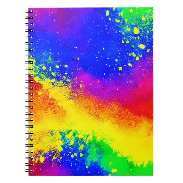 Colorful Rainbow Splattered Paint Pattern   Notebook (Front)