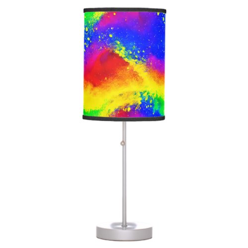 Colorful Rainbow Splattered Paint Pattern   Table Lamp