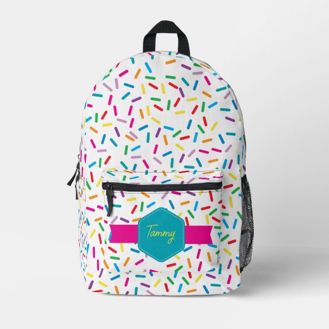 Colorful Rainbow Sprinkles Back to School Printed Backpack (Front)